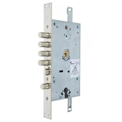 Дверний двосистемний врізний замок MUL-T-LOCK OFMPB30328L BS65 мм 85 мм хром