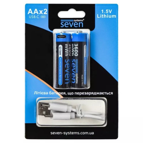Акумуляторна батарейка SEVEN AA 1.5V Li-ion 2 шт (Україна)