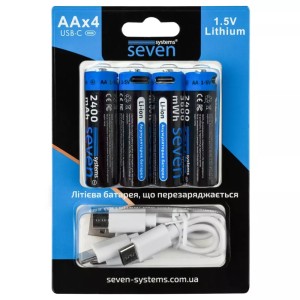Акумуляторна батарейка SEVEN AA 1.5V Li-ion 4 шт (Україна)
