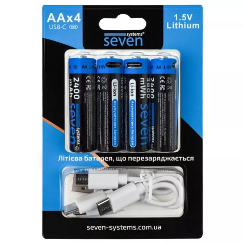Акумуляторна батарейка SEVEN AA 1.5V Li-ion 4 шт (Україна)