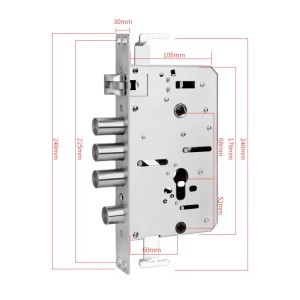 Автоматична 3х ригельна мортиза TTLOCK 60x68 з круглими ригелями, торець 30/240 (Китай)