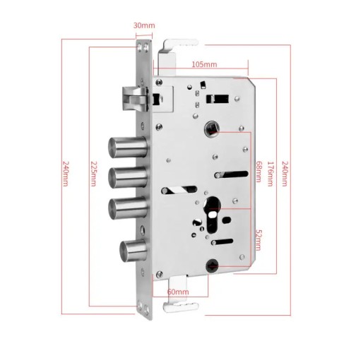 Автоматическая 3х ригельная мортиза TTLOCK 60x68 с круглыми ригелями, торец 30/240 (Китай)