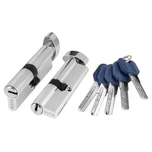 Цилиндровый механизм PUNTO Z402 100 мм 45х10х45 ключ/тумблер хром (Китай)