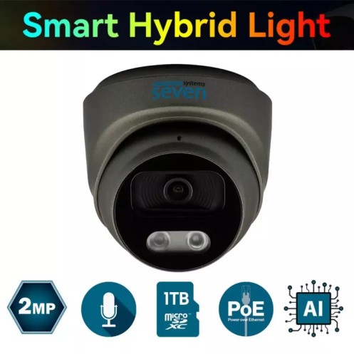 IP-відеокамера 2 Мп SEVEN IP-7212PA-DL black 2,8 мм з розумним подвійним підсвічуванням (Україна)