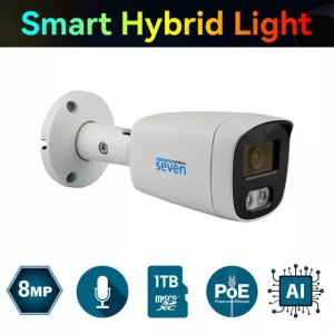 IP-відеокамера 8 Мп SEVEN IP-7228PA-DL white 2,8 мм з розумним подвійним підсвічуванням