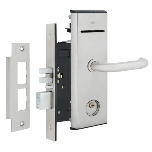 Отельный замок JWM F1000-A-PP U-handle MIFARE ADEL Euro-A 77 мм левый нерж. сталь (Китай)