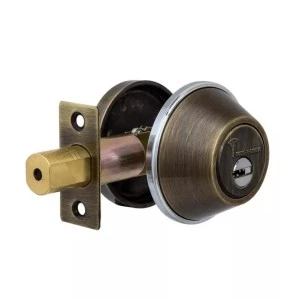 Дверной дополнительный замок врезной MUL-T-LOCK 1-WAY DEAD_BOLT DBM ANTIQUE_BRONZE UNIV BS60мм CLASSIC 3KEY ARC_GREY_INS064  
