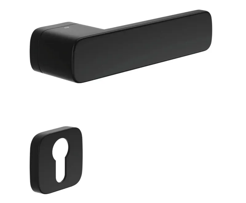 Чорна дверна ручка з накладкою на циліндр DND by Martinelli PLURIS (Італія)