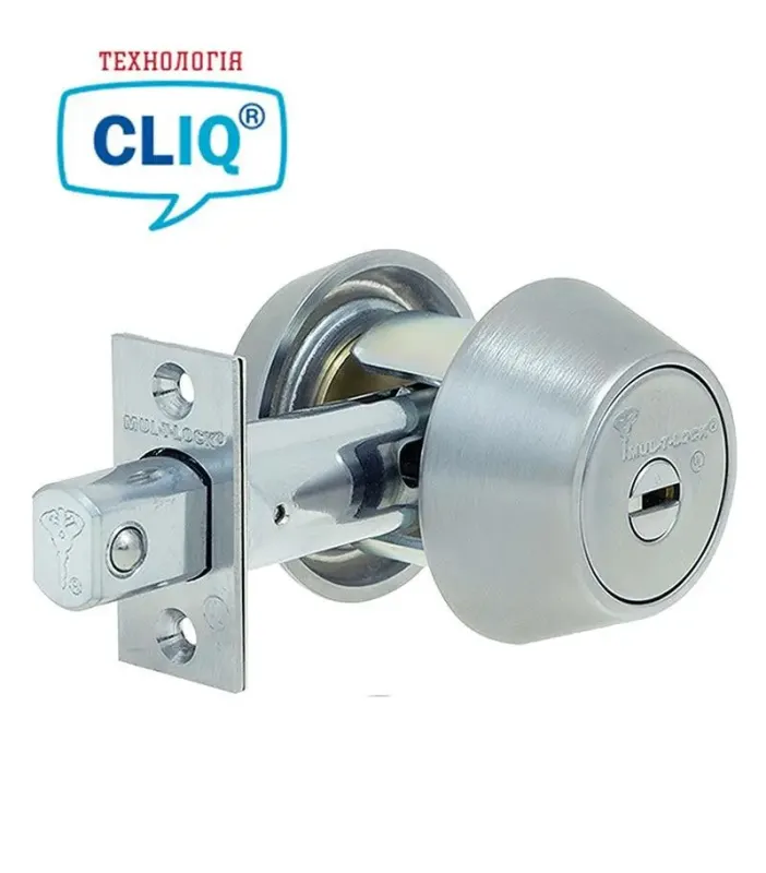 Дверний додатковий замок врізний MUL-T-LOCK 1-WAY DEAD_BOLT HERCULAR CHROME_MAT UNIV BS60/70мм *INTERACTIVE+ CLIQ M/S 